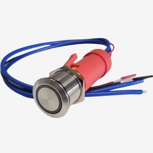 Durable 19 mm (3/4") marine waterproof LED push button switch made from 316 stainless, IP67 protection and a 12V/20A rating for reliable performance.